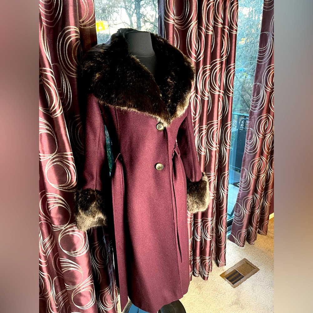 French Connection Purple Fur Coat